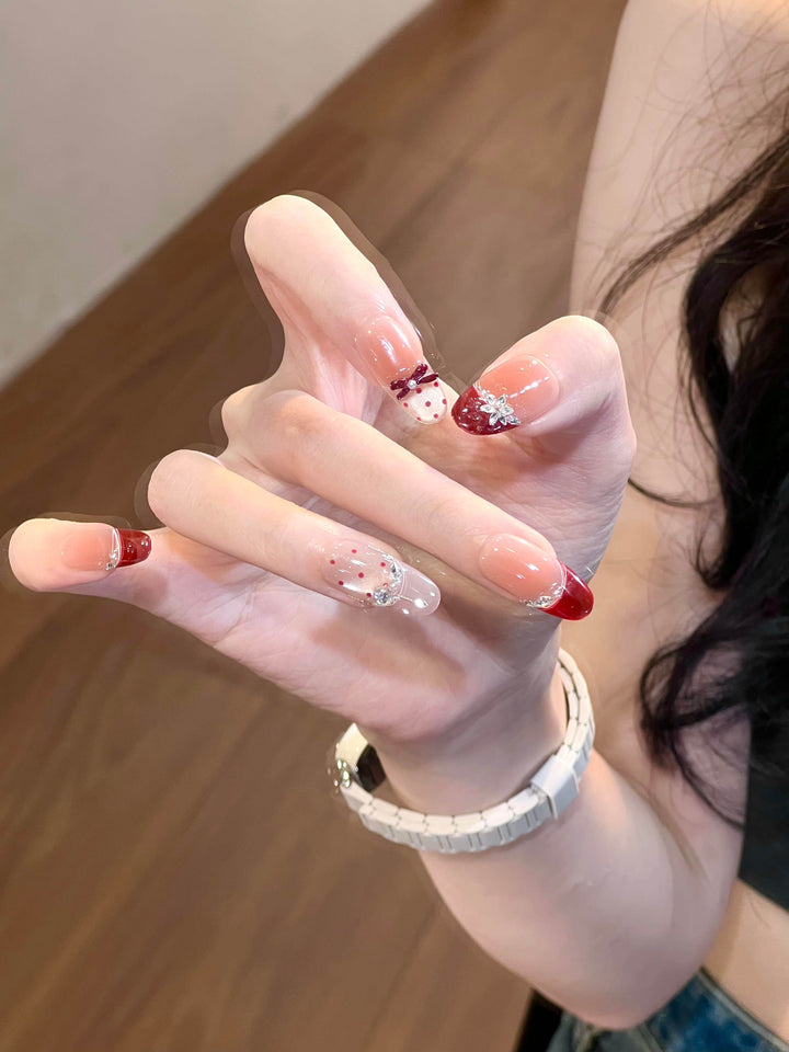 Red Cat Eye Polka Dot Wear Nails - Leokee case