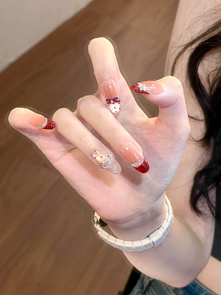 Red Cat Eye Polka Dot Wear Nails - Leokee case