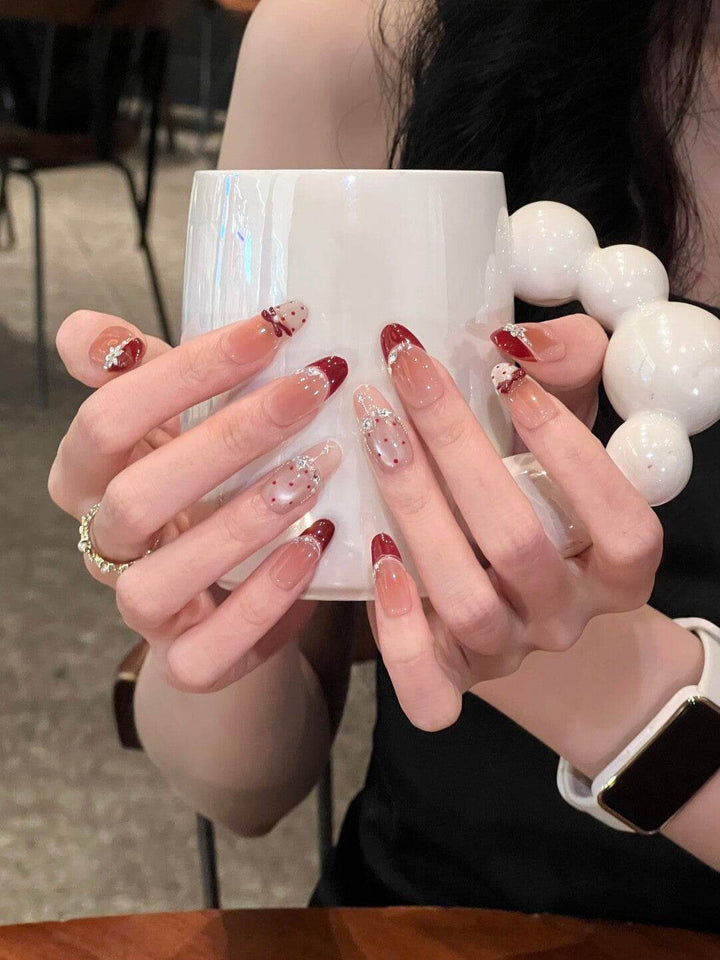 Red Cat Eye Polka Dot Wear Nails - Leokee case