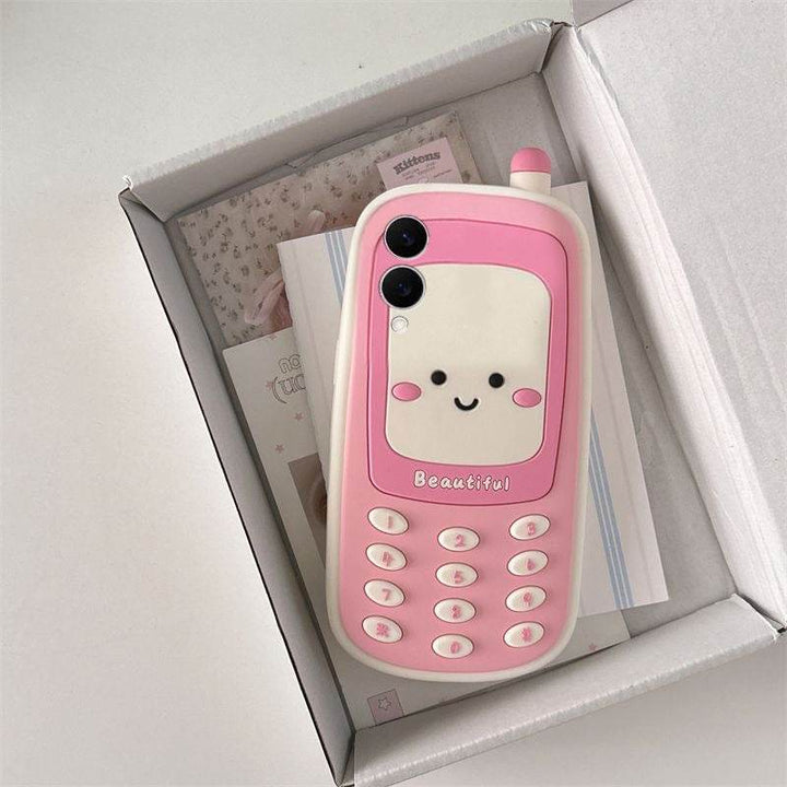 Pink smiley face three-dimensional big brother cell phone case - Leokee case