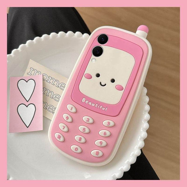 Pink smiley face three-dimensional big brother cell phone case - Leokee case