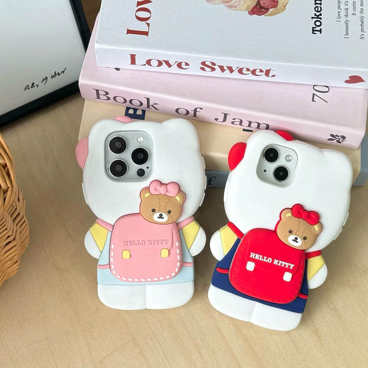 Cartoon soft cute stereo backpack bracket Kitty for iPhone - Leokee case