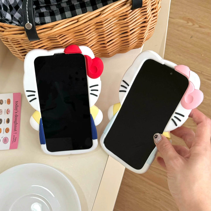 Cartoon soft cute stereo backpack bracket Kitty for iPhone - Leokee case