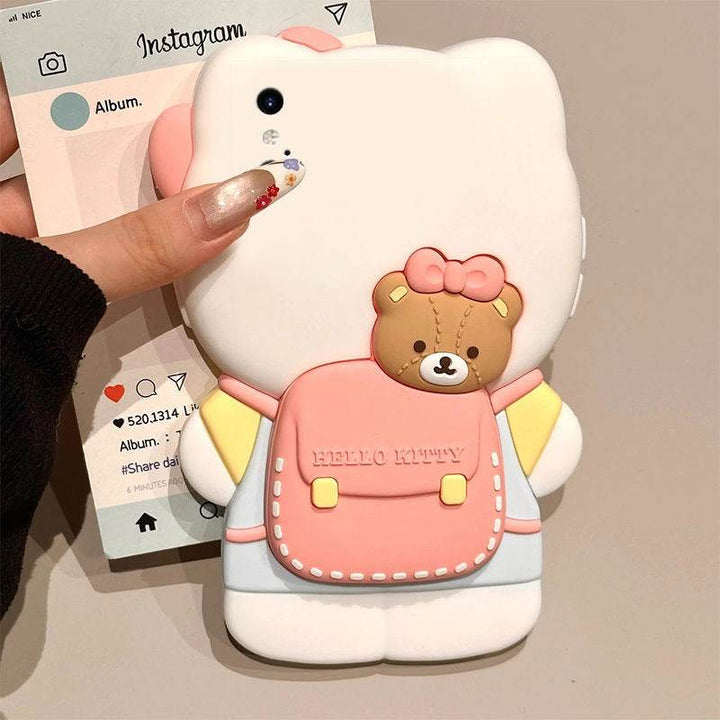 Cartoon soft cute stereo backpack bracket Kitty for iPhone - Leokee case
