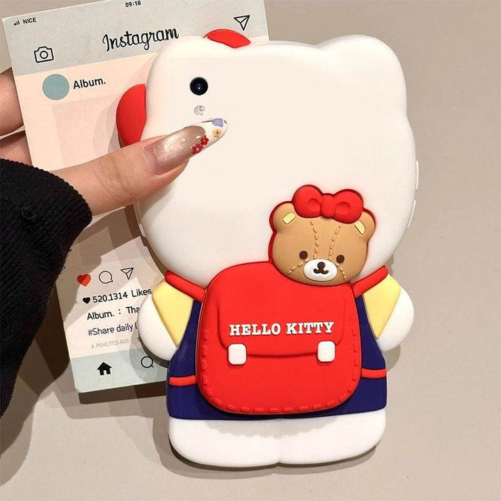 Cartoon soft cute stereo backpack bracket Kitty for iPhone - Leokee case