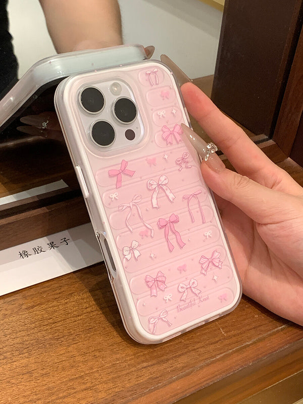 ins Sweet 2-in-1 Pink Ribbon Bow Suitable iPhone17promax 17air iPhone Case16
