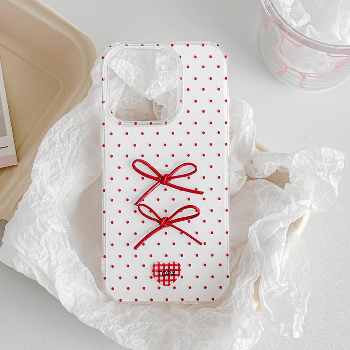 Red Polka Dot Bow Phone Case - Leokee case