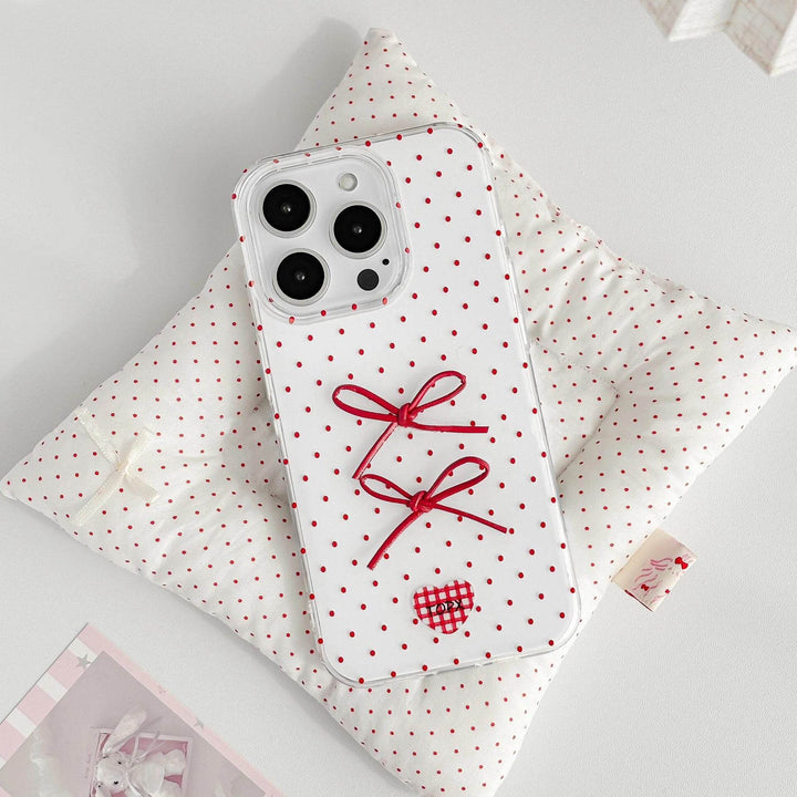 Red Polka Dot Bow Phone Case - Leokee case
