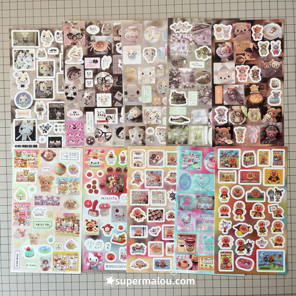 Lovely Laser Rilakkuma Mashumaro Toro Cat Stickers Set Of 10 (A)