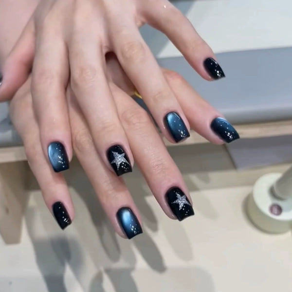 Ice blue cat's eye manicure glass beads wear armor