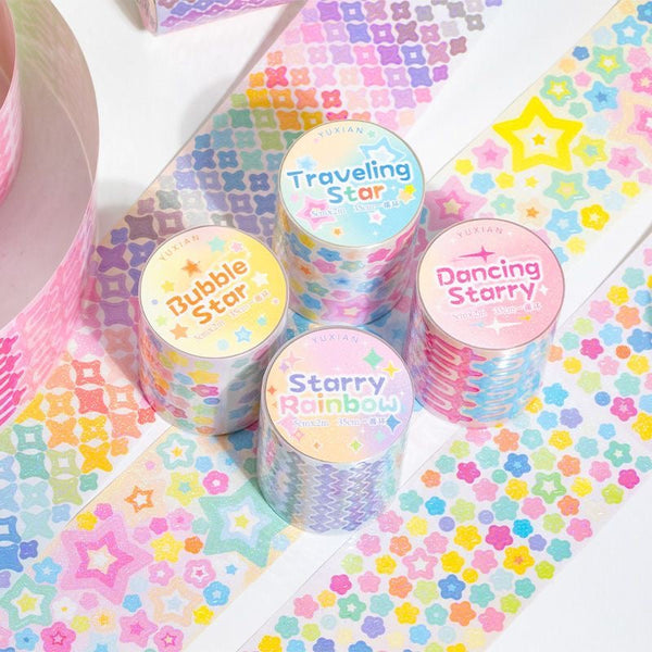 Rainbow Star Flash Sticker Roll Set Of 4