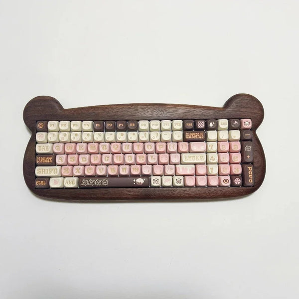 Walnut 100-key Kit Bear Hot-swappable Ergonomic Keyboard Kit Custom Three-mode Wireless Office Gaming Mechanical Keyboard Kit