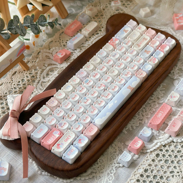 Rainbow Bear Cute Keycap EAO Profile Five-sided Heat Sublimation PBT Keycaps for Mechanical Keyboard Kawaii Bear Head Key Caps