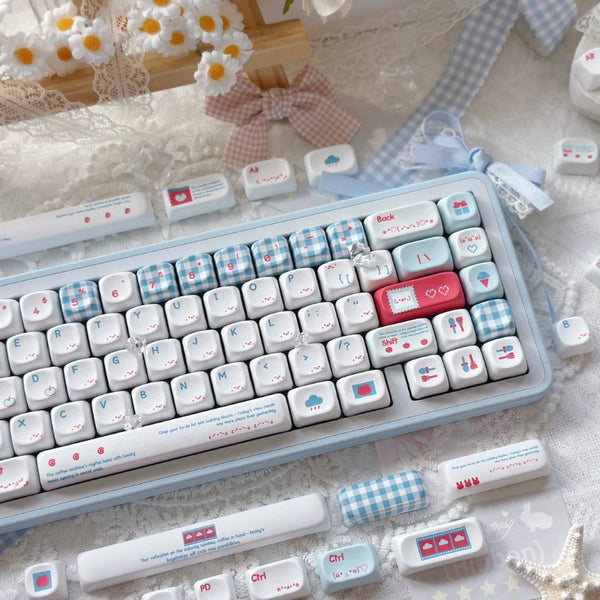 Cute Emoticons Theme Keycaps Set Custom PBT Sublimation Cherry/MOA Profile Keyboard Caps for Mechanical Keyboard Accessories