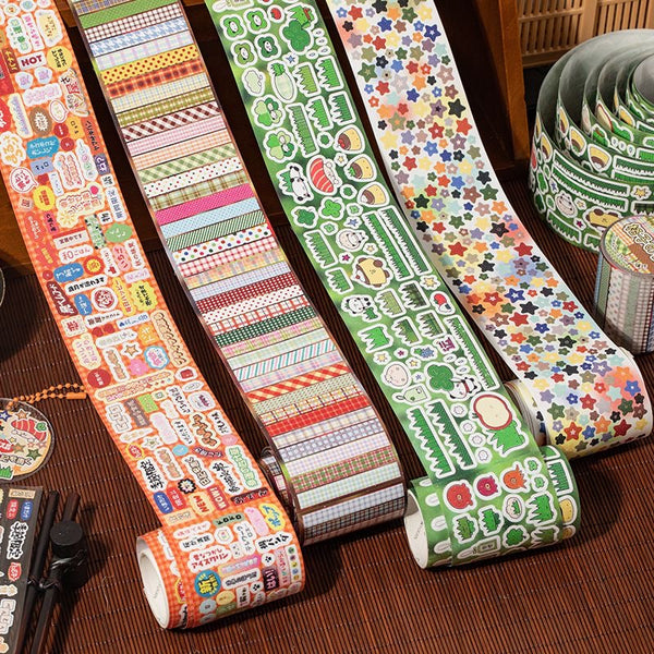 Showa Retro Deco Flash Sticker Roll Set Of 4