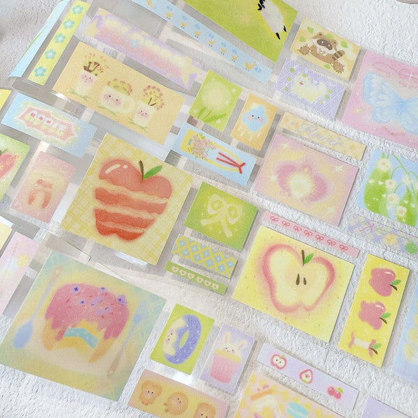 2M Sparkling Sand Girl Heart Apple Flower Stickers Roll