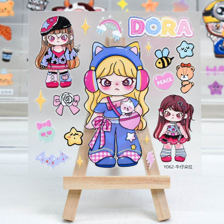Dora Hot-selling Pop Mart Embossed Stickers diy Cute Phone Water Cup Decoration - Leokee case