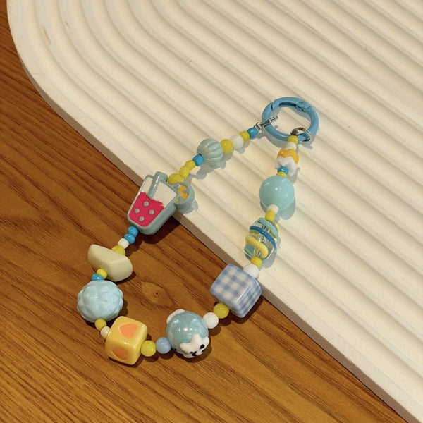 Dopamine Iced Americano Coffee Cup Beaded Phone Chain - DIY Aesthetic Wrist Strap