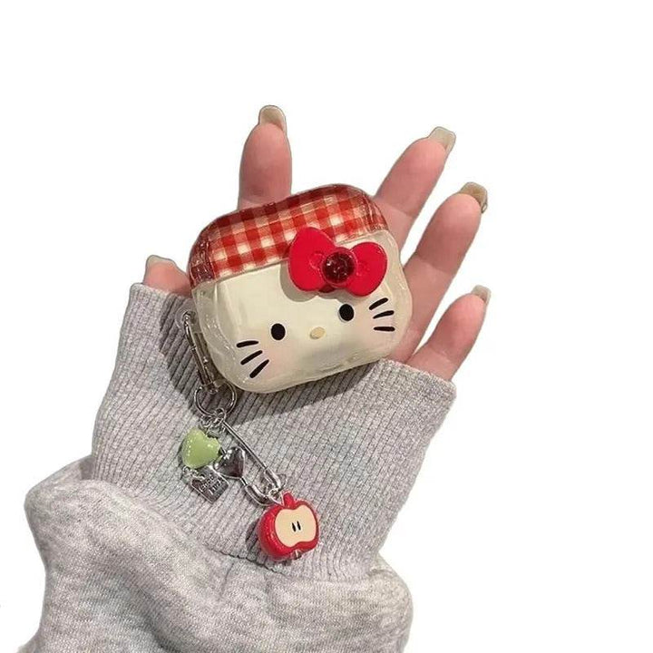 Hello Kitty Earphone Case for Apple AirPods 4, 3, Pro, 2, 1 Wireless Bluetooth Headset Protection Cover Apple Keychain - Leokee case
