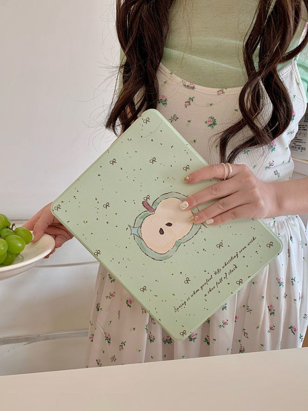 Splash ink green apple compatible ipad7/8/9Generation Protective Cover mini Rotate ipadPro11Tablet air4/5