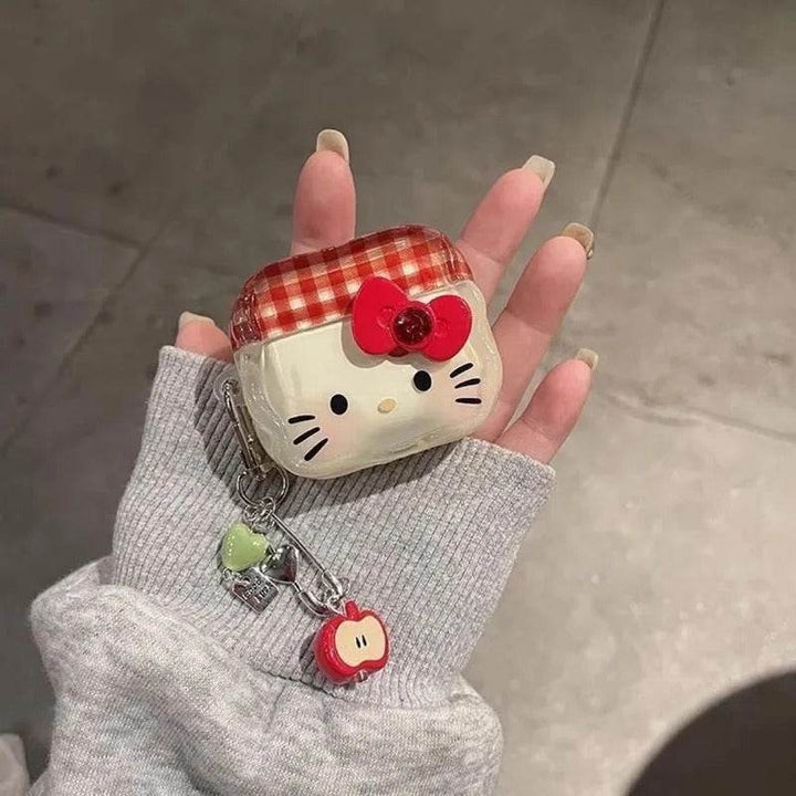 Hello Kitty Earphone Case for Apple AirPods 4, 3, Pro, 2, 1 Wireless Bluetooth Headset Protection Cover Apple Keychain - Leokee case