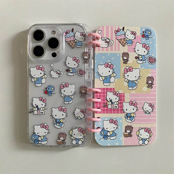 Phone Case for iPhone Silicone Cover Cartoon Protection Funda with Card Slot Hello Kitty KT Lovely Bear - Leokee case
