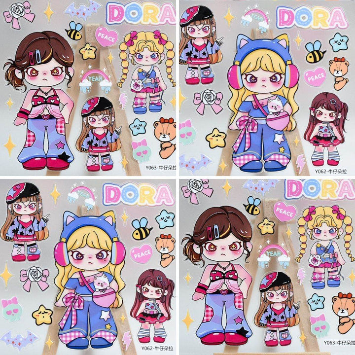 Dora Hot-selling Pop Mart Embossed Stickers diy Cute Phone Water Cup Decoration - Leokee case