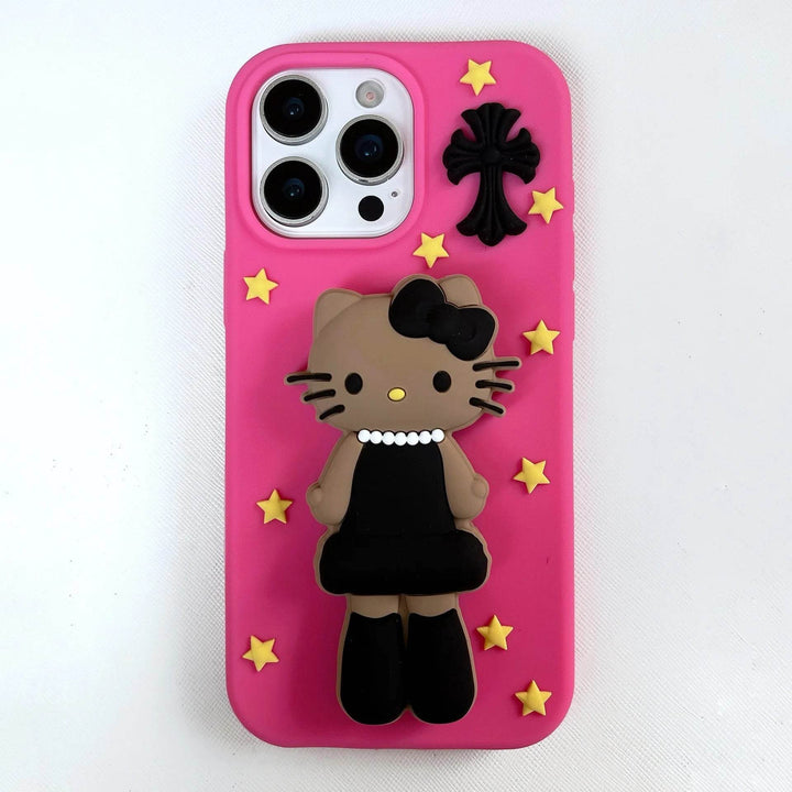 Black Leather Long Legs Hellokittys Phone Case - Leokee case