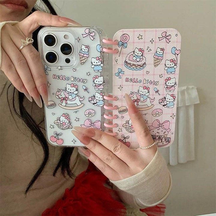 Phone Case for iPhone Silicone Cover Cartoon Protection Funda with Card Slot Hello Kitty KT Lovely Bear - Leokee case