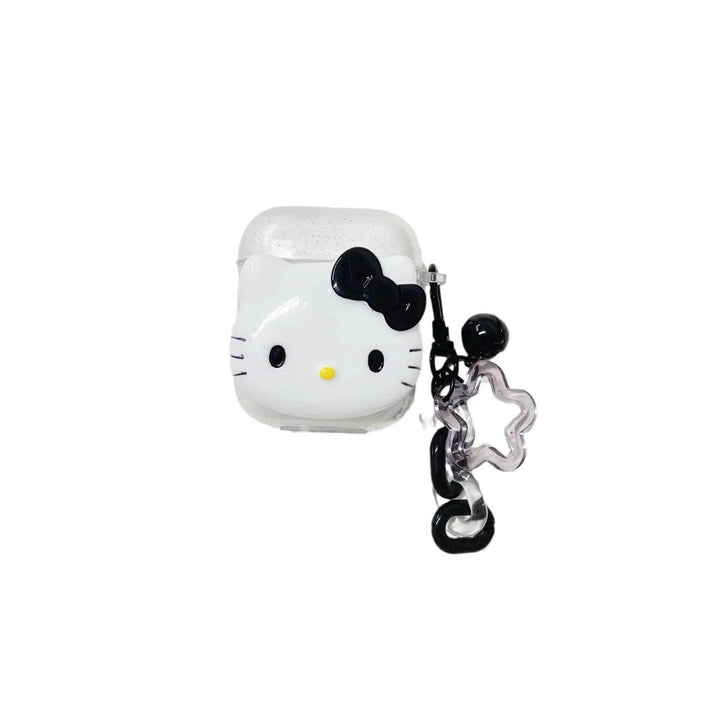 Cute Pink Black Hello KT Cat Cover for AirPods 4 Cartoon Earphone Case for Airpods Pro2 Pro 3 2 1 Protective Cover with Keychain - Leokee case