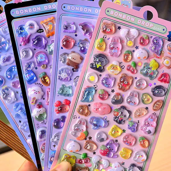 3D Cute Cartoon Animal Puff Stickers Kawaii Mini Puffy Reusable Stickers for Scrapbooks Planner Journals Laptops Phone Case Deco