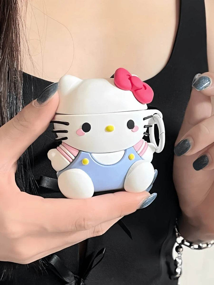 Sanrio 1pc Cute Cartoon 3D Kitty Cat Pattern Silicone Soft Case Cover Compatible With Apple 1/2/Pro/3/Pro2/4, Compatible With Wireless Bluetooth Headphones (Headphones Not Included) - Leokee case