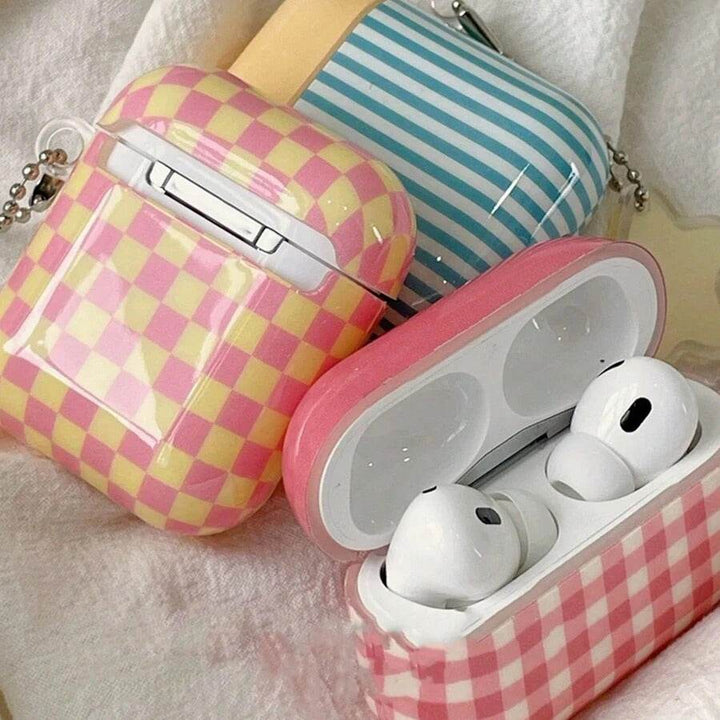 Apple Minimalist Striped Plaid Pattern Airpods Pro 2 Wireless Earphones Protective Case Compatible With Airpods 3 2 Ipod Earphone Shell Cover - Leokee case