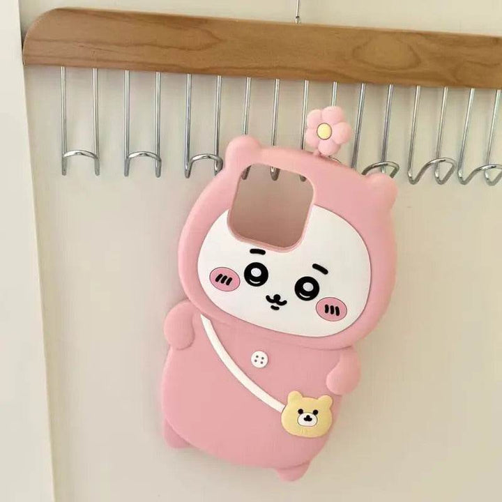 Cute Cartoon 3D Chiikawas Hatchi Phone Case For iPhone 15 14 13 12 Pro Max 11 Stereoscopic Cute Soft Silicone Cover - Leokee case