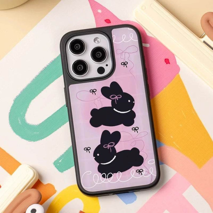 Ins Cute Bowknot Pink Rabbit Phone Case - Leokee case
