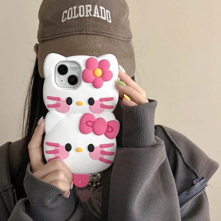 Cartoon Cute Ice Cream Sanrios Hello Kitty Stereoscopic Phone Case for IPhone Soft Silicone Back Cover - Leokee case