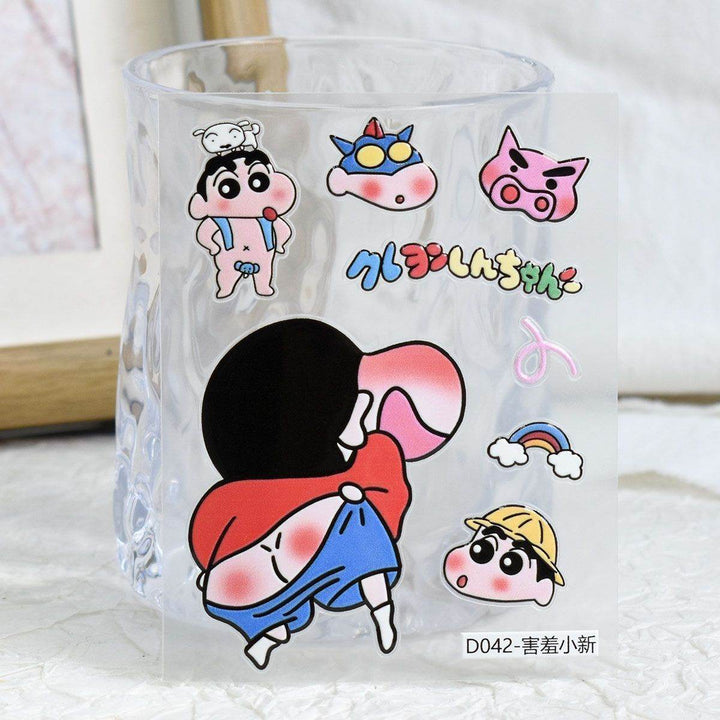 Crayon Shin-chan Cartoon Cute Embossed Stickers for Phones, Tablets, Journals, and Water Bottles, Waterproof Embossed Stickers - Leokee case