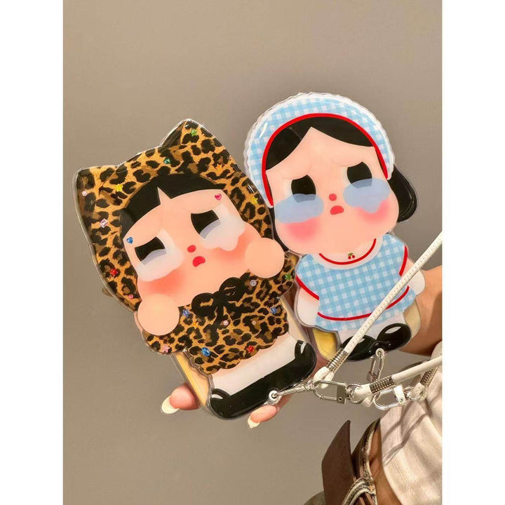 Creative Push-Pull Mirror Diagonal Plaid Leopard Print Suitable for Crying Babies iphone16promax Phone case - Leokee case