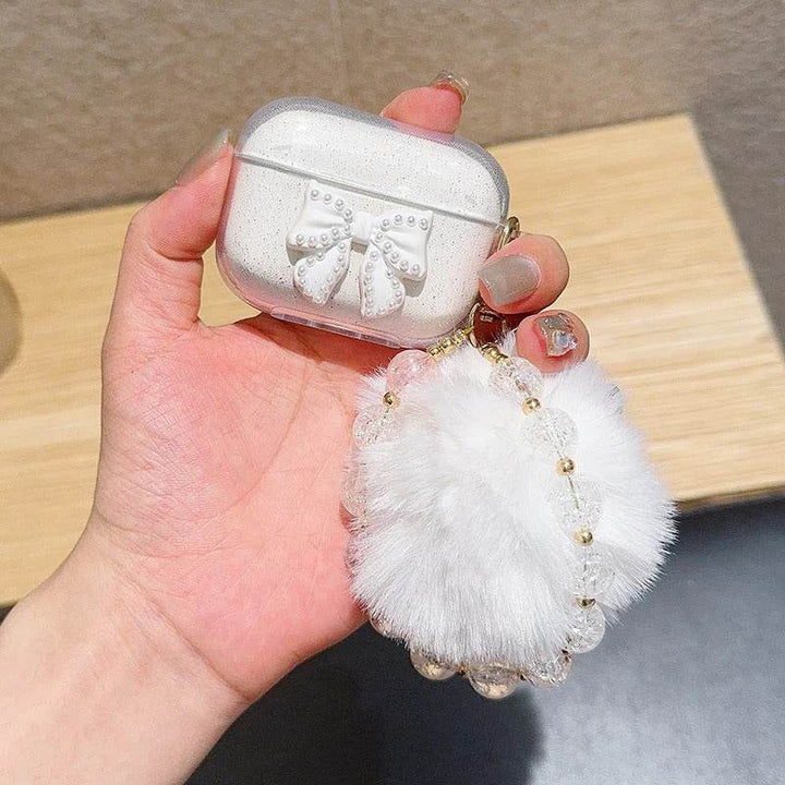 Cute Glitter Bow knot Crystal Headphone Cover Pendant Minimalist Style For Apple Airpods pro2 3 2 4 Headset Protective Case - Leokee case