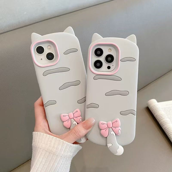 3D Gray Tail Apple16Phone case iPhone15Kitty14Pro All Inclusive12Female11Internet celebrity13
