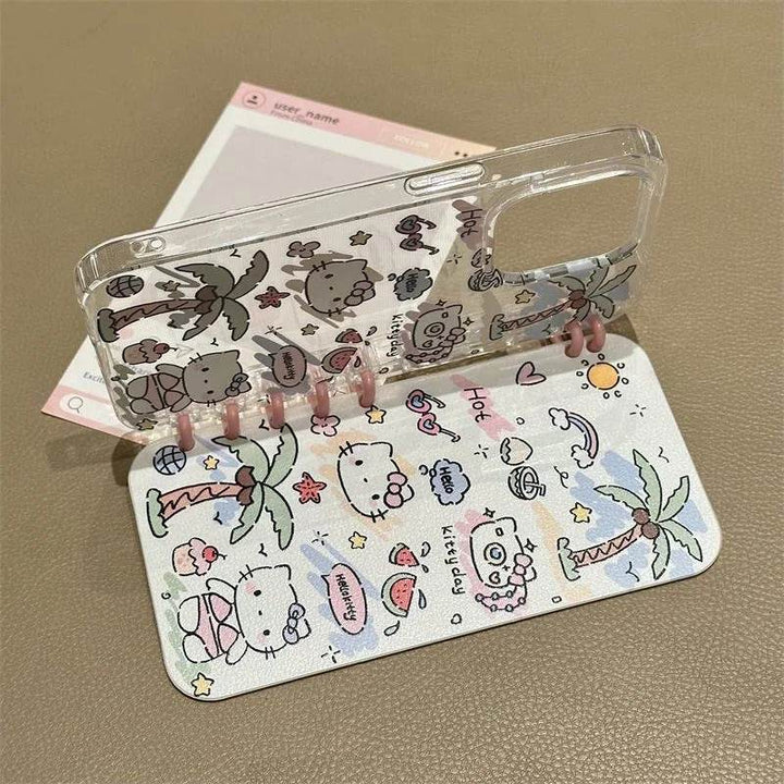 For Samsung Graffiti Hello Kitty Flip 3D Notebook Holder Phone Case - Leokee case
