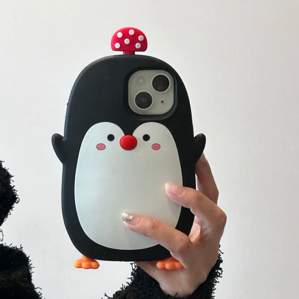 3D Cartoon Penguin Cute Suitable iPhone15Apple14Phone case12Silicone11New Fun Anti-drop