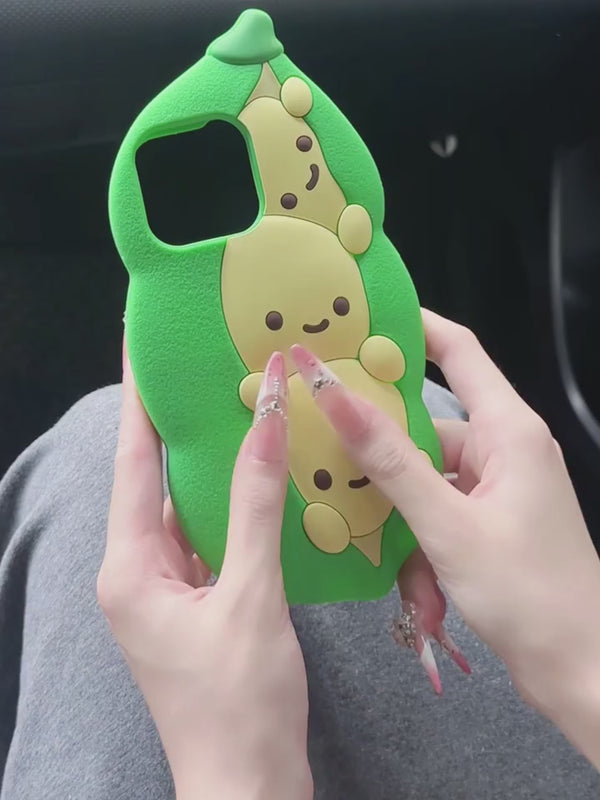 Cartoon three-dimensional cute pea pod phone case