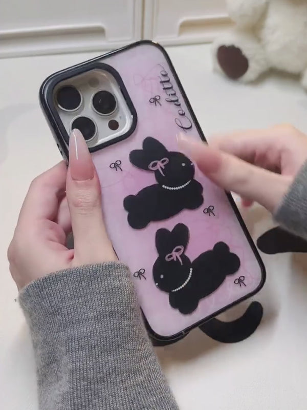 Ins Cute Bowknot Pink Rabbit Phone Case