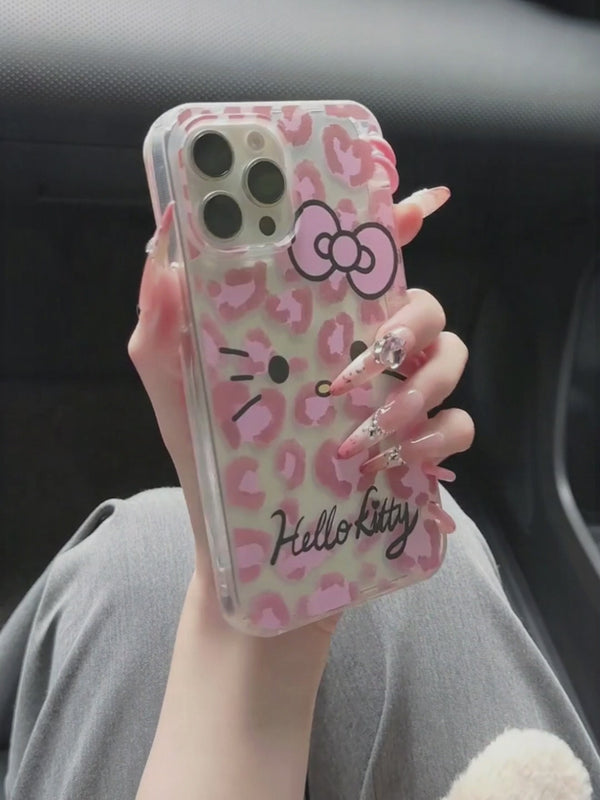 Phone Case for iPhone Silicone Cover Cartoon Protection Funda with Card Slot Hello Kitty KT Lovely Bear